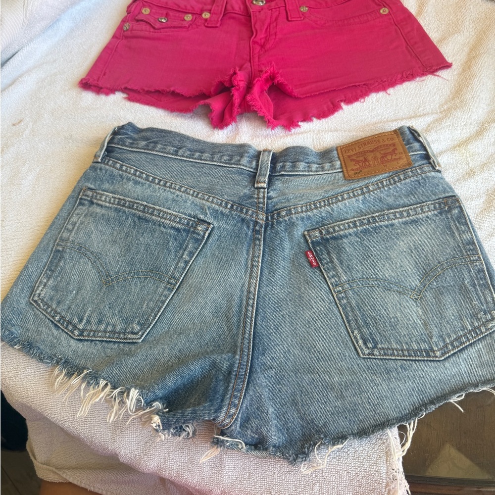 Levi's 501 Wild Dreaming Palm Tree Embroidered Short and one TRUE RELIGION short - Picture 3 of 12